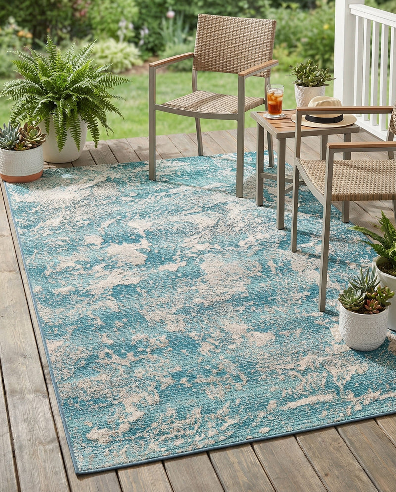 Urban Terrace Collection Area Rug -  Gazebo Rectangle Aqua Blue  lifestyle 19