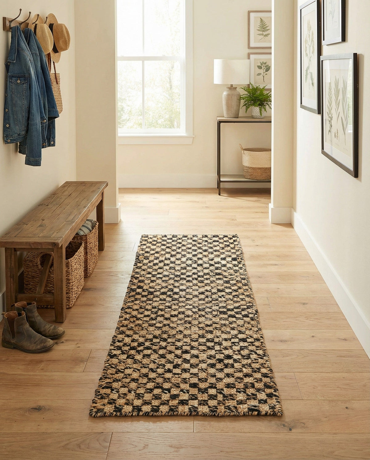 Plaid Savannah Collection Area Rug - Charleston Runner Black and Natural  lifestyle 29