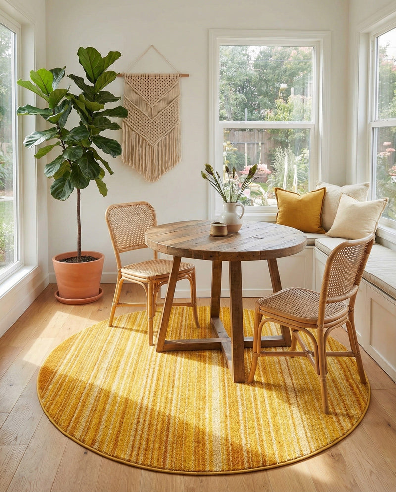 Jewel Oasis Collection Area Rug - Sapphire (Yellow) Round Yellow  lifestyle 58