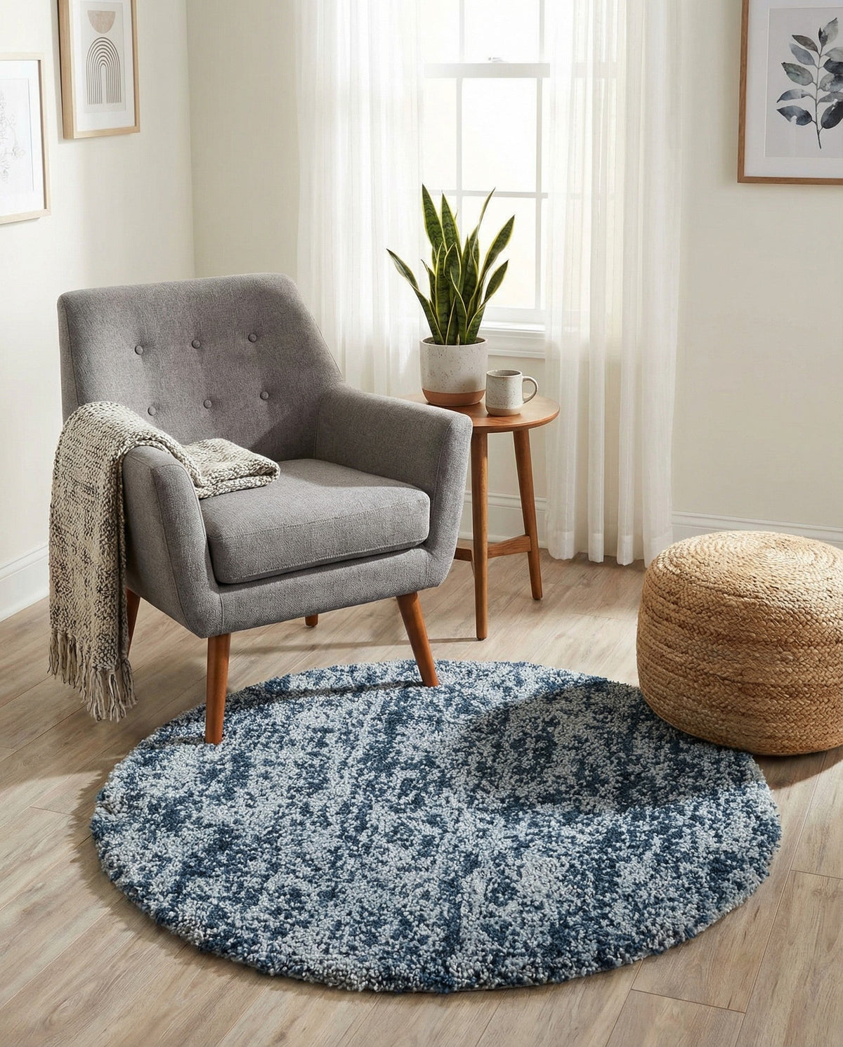 Cozy Cove Shag Collection Area Rug -  Harbor Round Blue  lifestyle 113