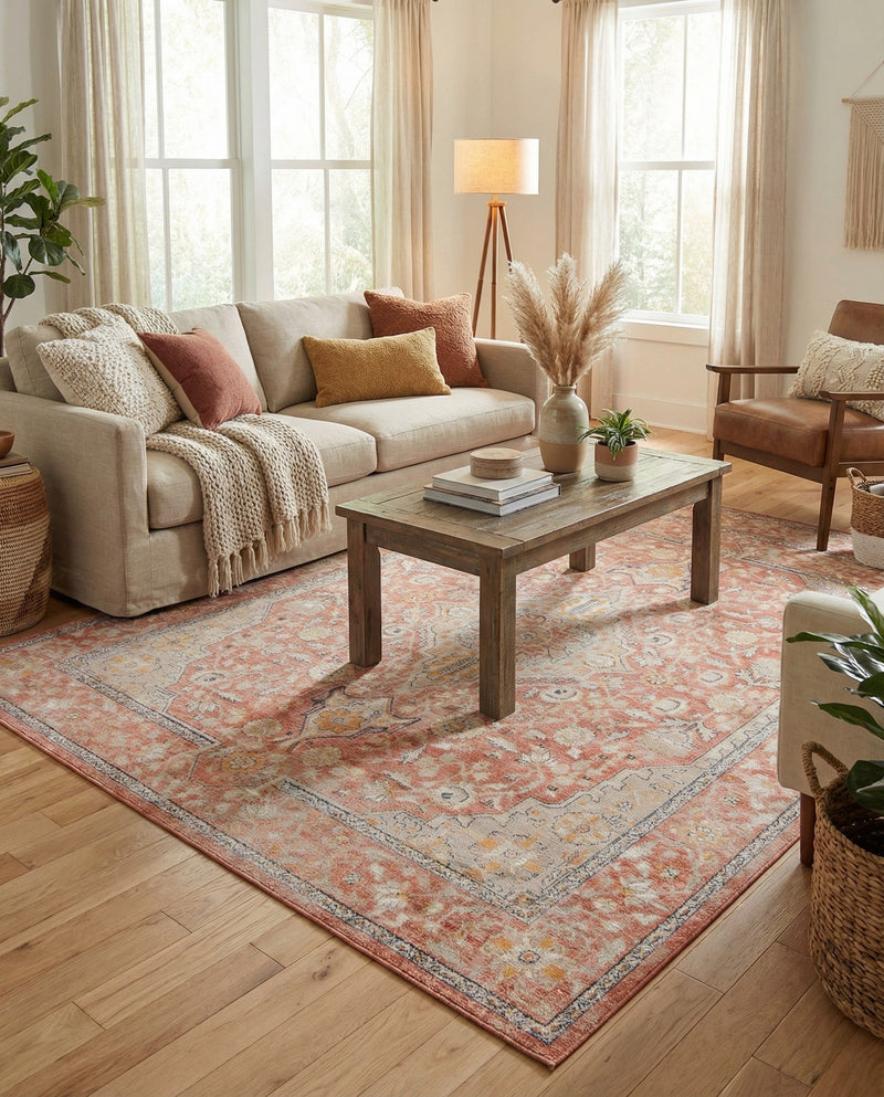 Seville Stripes Collection Area Rug - Cadiz (Brick Red) Rectangle Brick Red  lifestyle 8