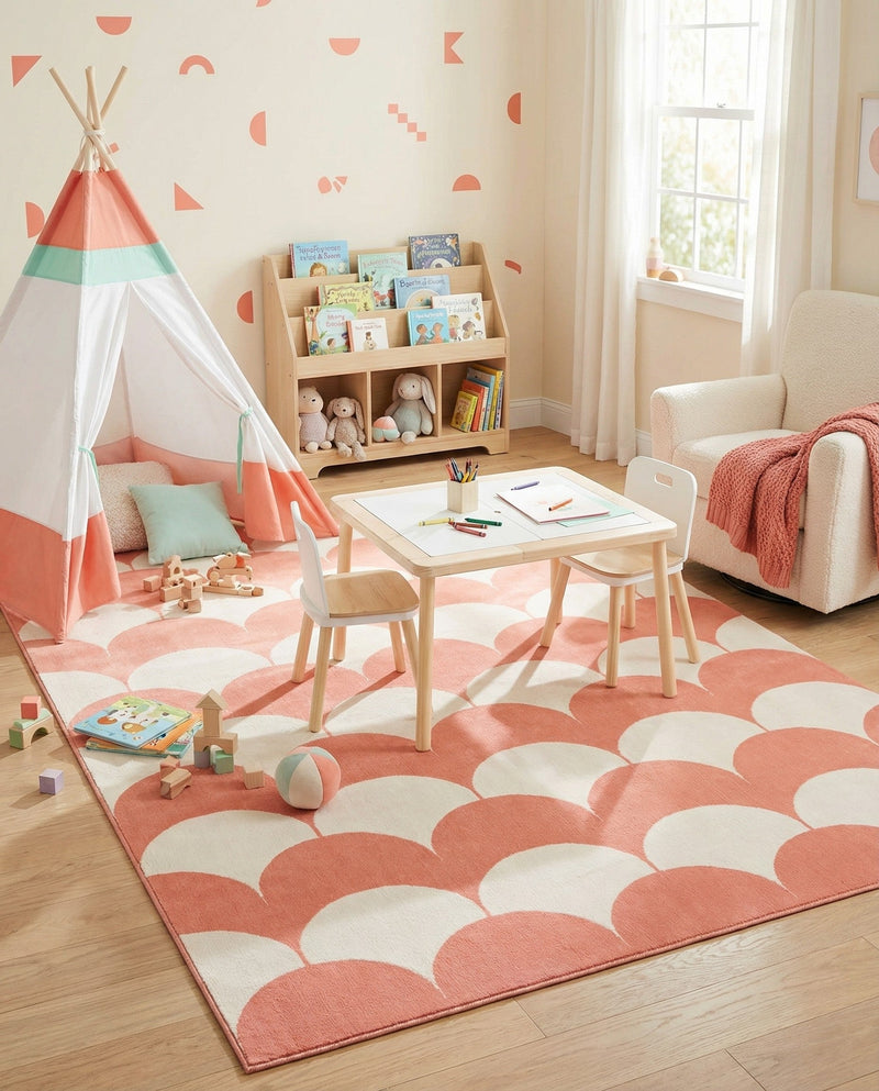 Wonder Tykes Collection Area Rug - Sparklewood Rectangle Soft Coral Pink  lifestyle 8