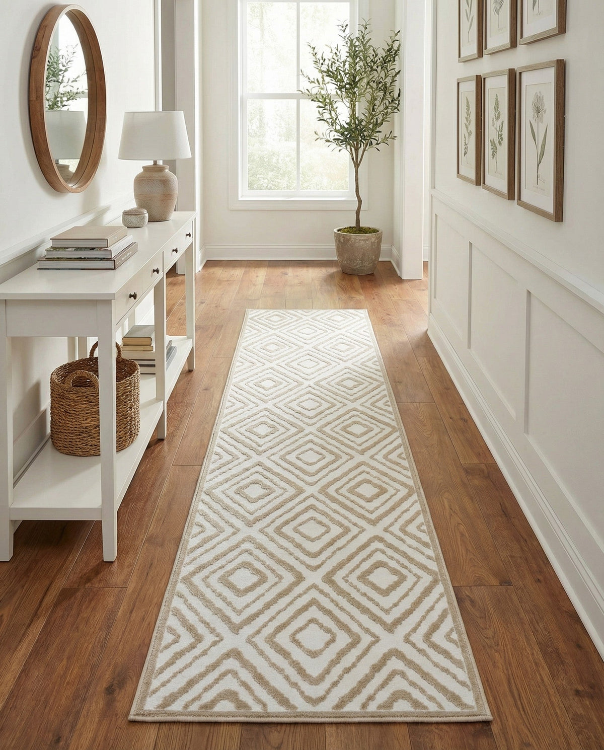 Sanctuary Retreat Collection Area Rug -  Oasis Runner Snow White  lifestyle 81
