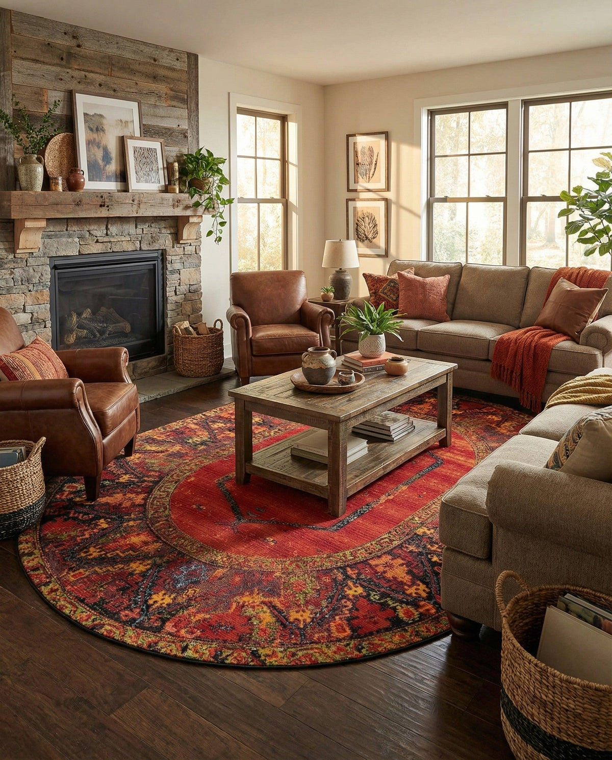 Safari Escape Rugs Collection Area Rug - Serengeti Oval Multi  lifestyle 107