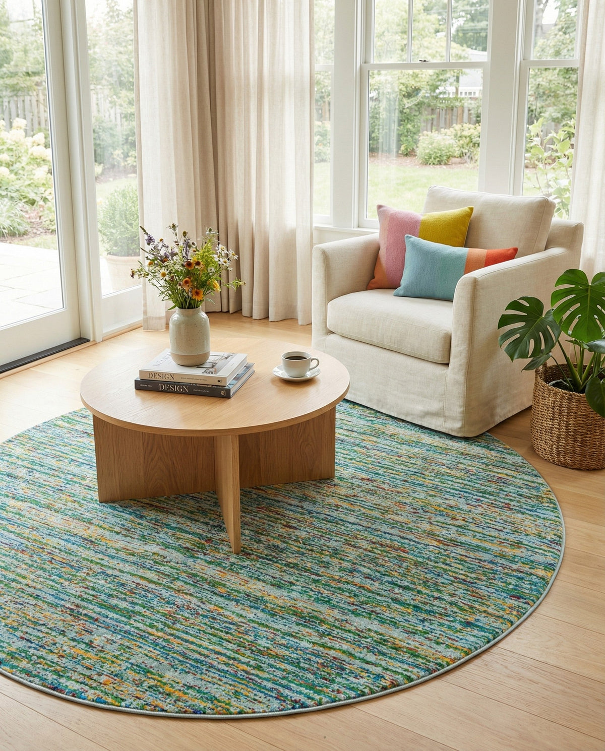 Caribbean Cove Collection Area Rug -  Lucia Round Aqua  lifestyle 133