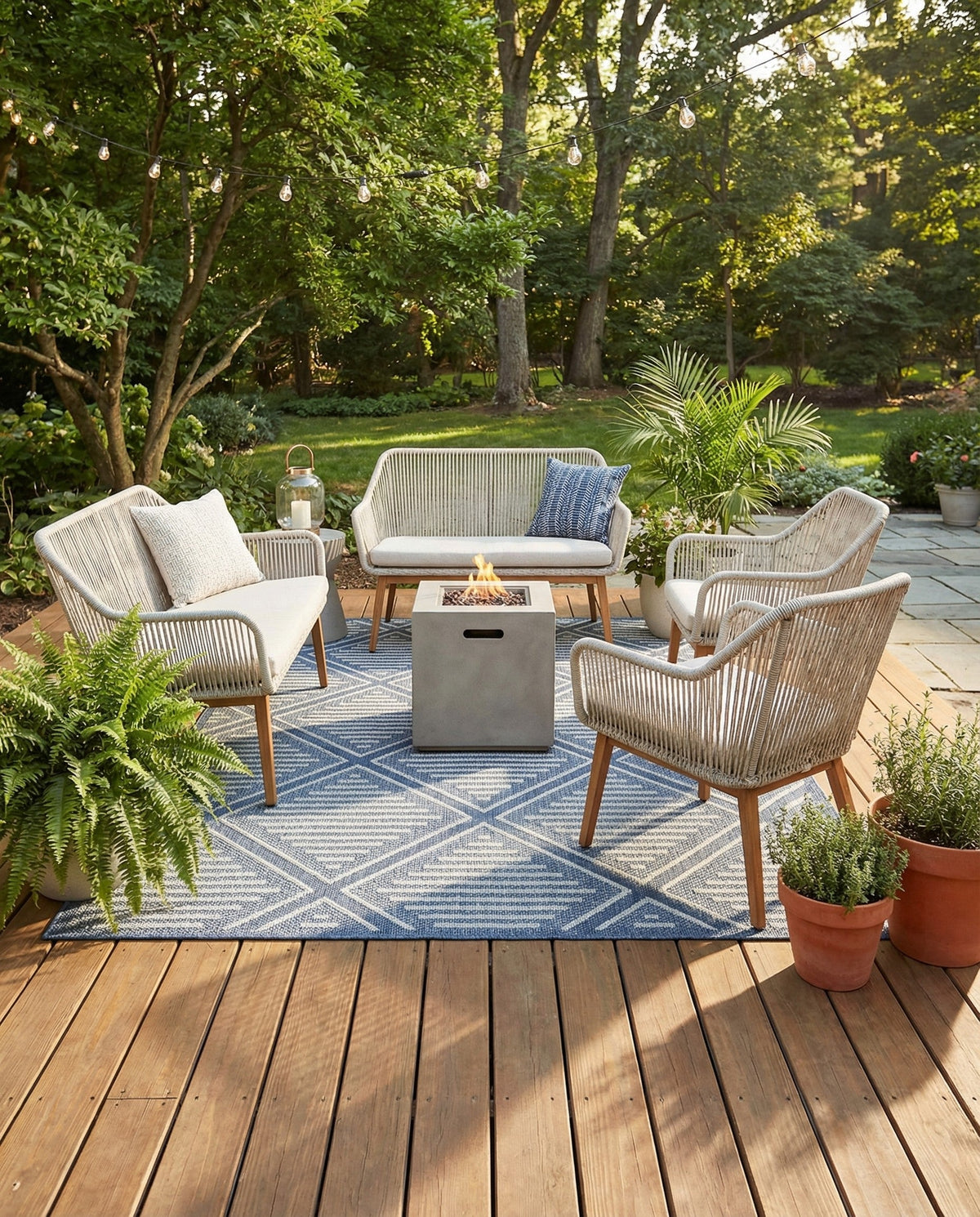 Savannah Pergola Collection Area Rug -  Eden Square Navy Blue  lifestyle 65