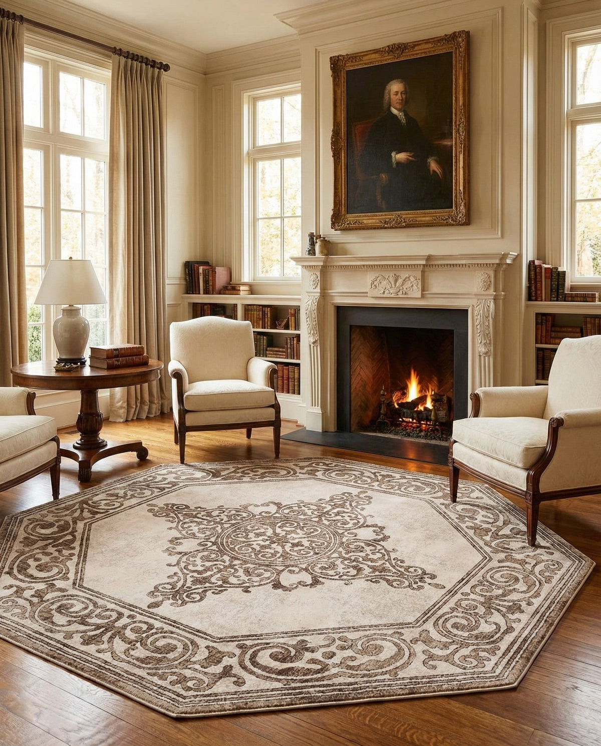 Sanctuary Retreat Collection Area Rug - Haven Octagon Chocolate Brown  lifestyle 172