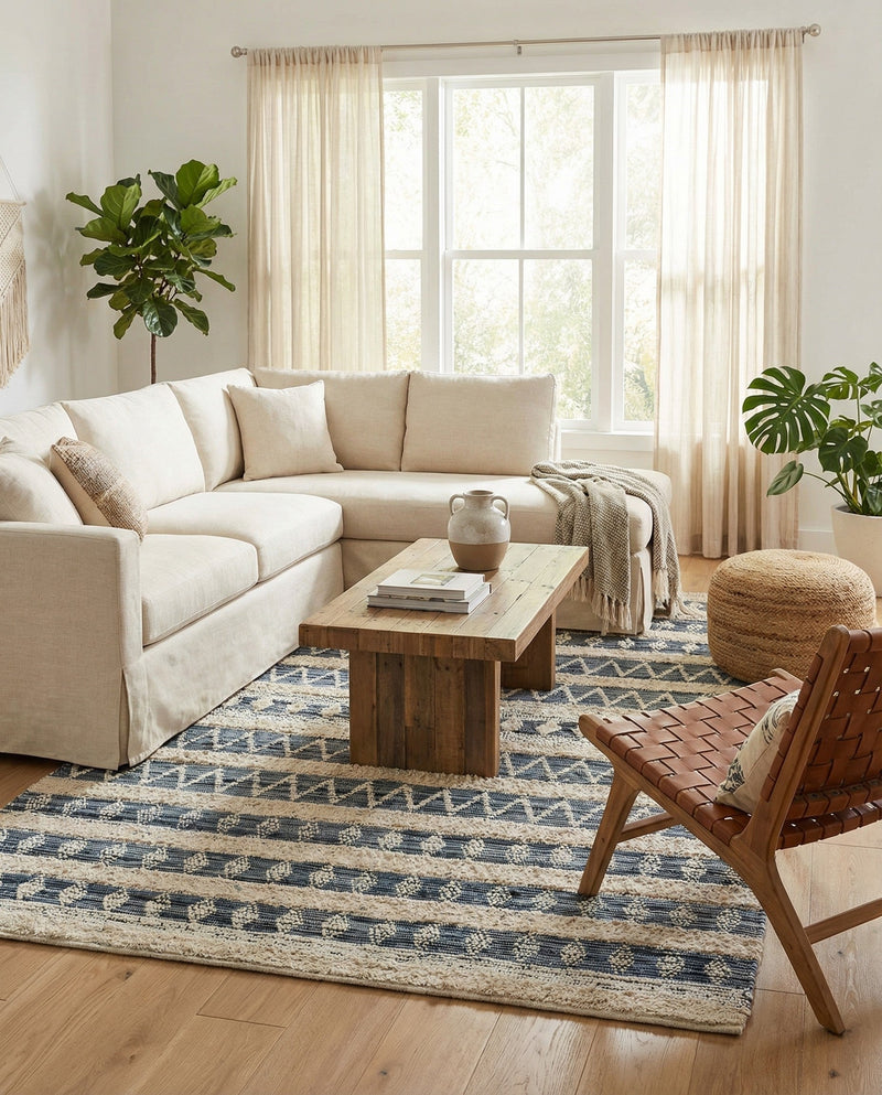 Cotton Punjab Passage Collection Area Rug - Amritsar Rectangle Ivory  lifestyle 3