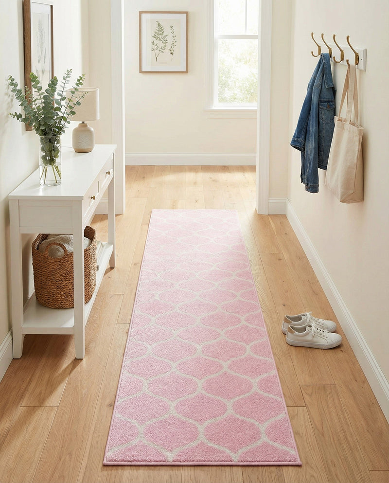 Trellis Mosaic Collection Area Rug -  Pergolatown (Light Pink) Runner Light Pink  lifestyle 38