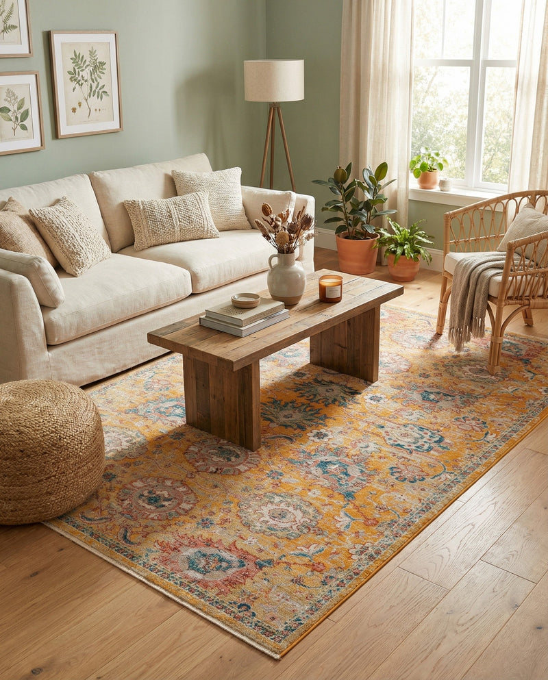 Seville Stripes Collection Area Rug -  Cordoba (Yellow) Rectangle Yellow  lifestyle 16