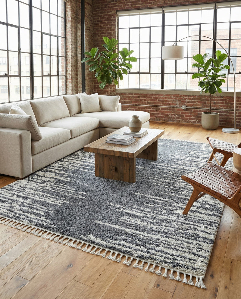Tranquil Tides Shag Collection Area Rug - Marina Rectangle Gray  lifestyle 36