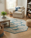 Seville Stripes Collection Area Rug -  Granada (Blue) Octagon Blue  lifestyle 48
