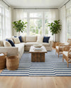 Seaside Stripes Collection Area Rug - Cabana (Blue) Rectangle Blue  lifestyle 5