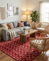 Marrakech Lattice Collection Area Rug - Medina (Red) Rectangle Red  lifestyle 10