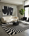 Cyclone Wool Collection Area Rug - Tornado Rectangle Black and White  lifestyle 6