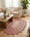 Woven Seaside Jute Collection Area Rug - Coastalhaven (Pink) Oval Pink  lifestyle 17