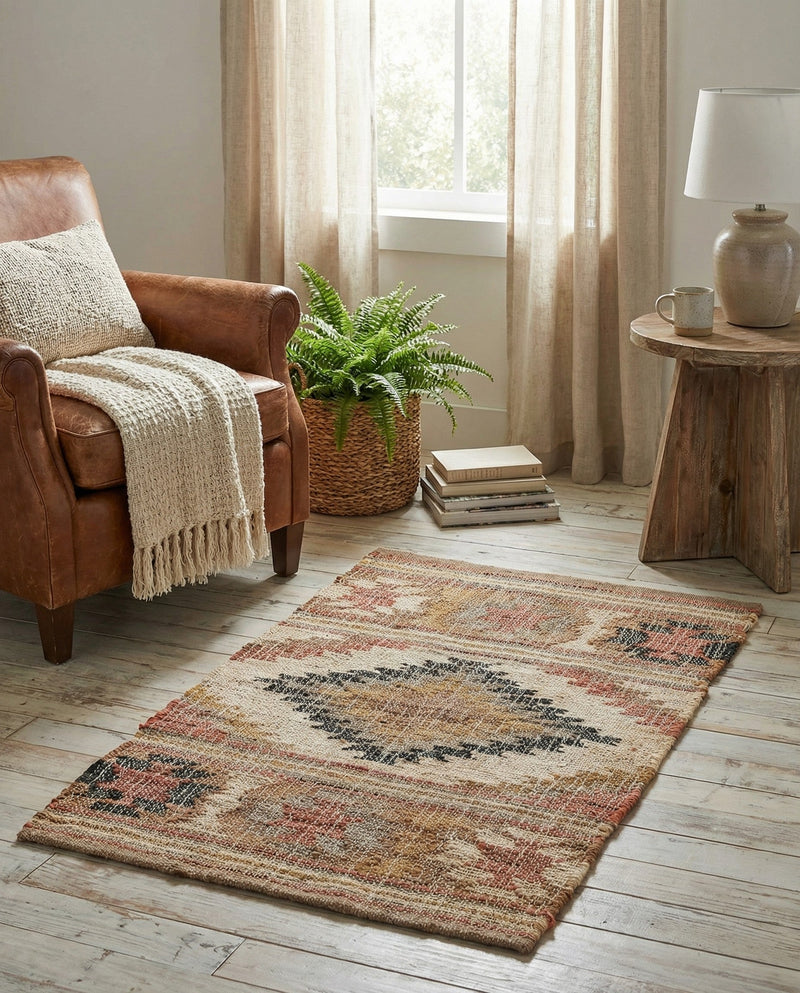 Desert Weave Jute Collection Area Rug - Sahara Rectangle Multi  lifestyle 3