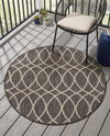 Savannah Pergola Collection Area Rug -  Pavilion (Charcoal) Round Charcoal  lifestyle 62