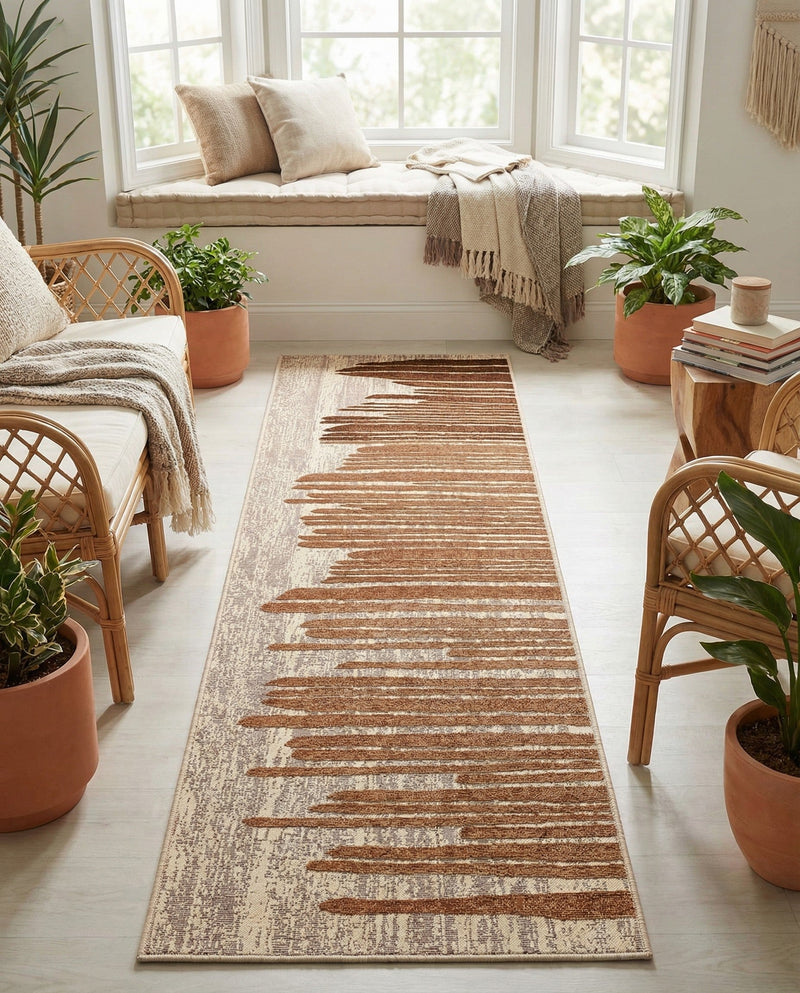 Urban Terrace Collection Area Rug -  Balcony Runner Beige Brown  lifestyle 53