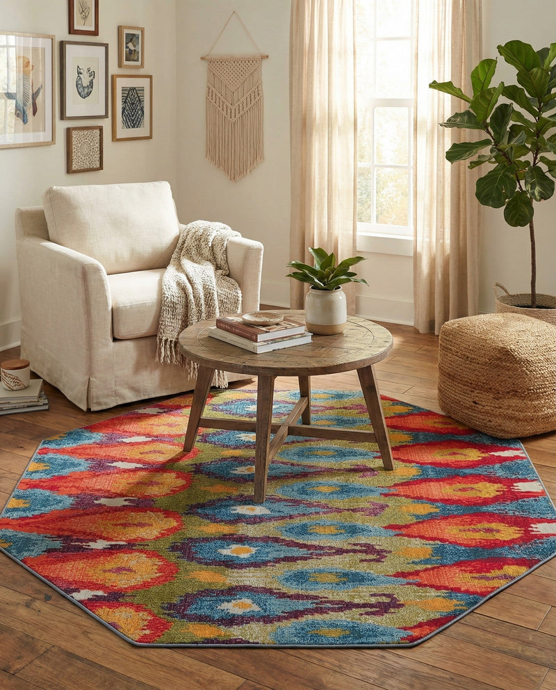 Urban Terrace Collection Area Rug -  Compass Octagon Multi  lifestyle 62