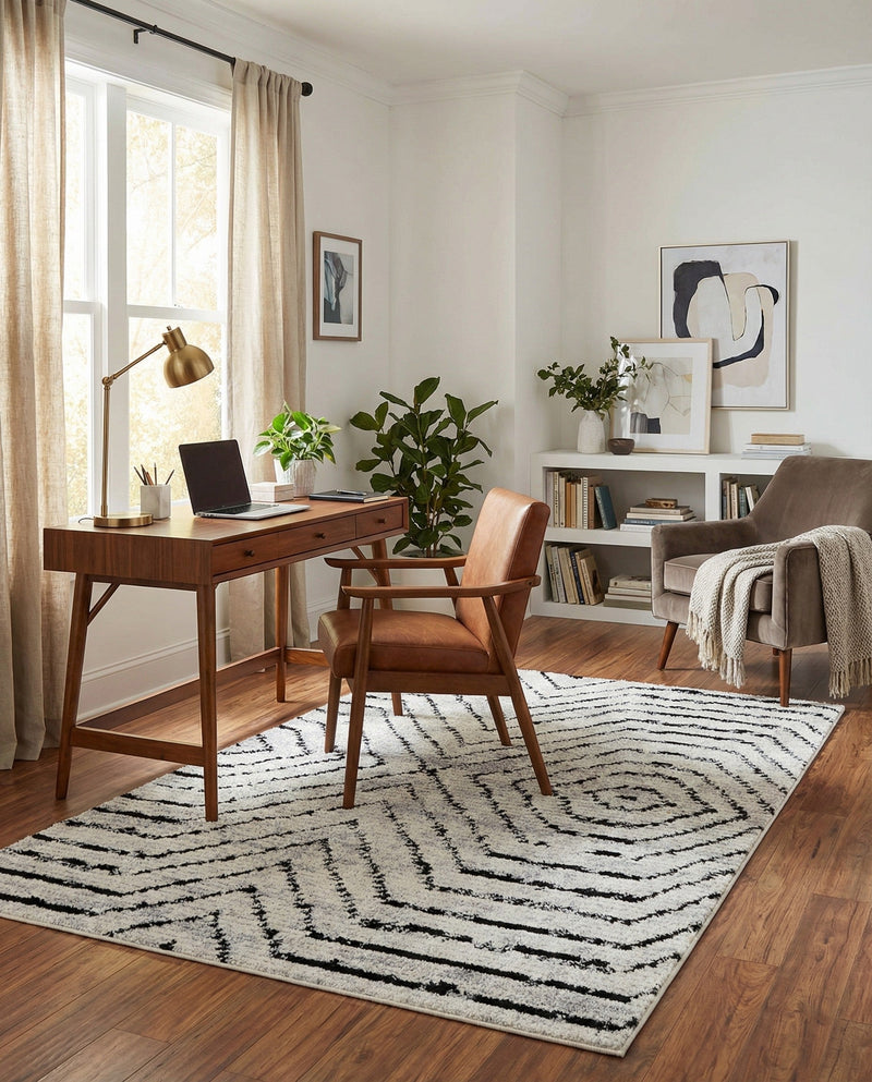 Marrakech Mosaic Collection Area Rug -  Tangier Rectangle Black and White  lifestyle 12