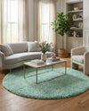 Eternal Plush Oasis Collection Area Rug -  Tranquility (Cyan) Round Cyan  lifestyle 25