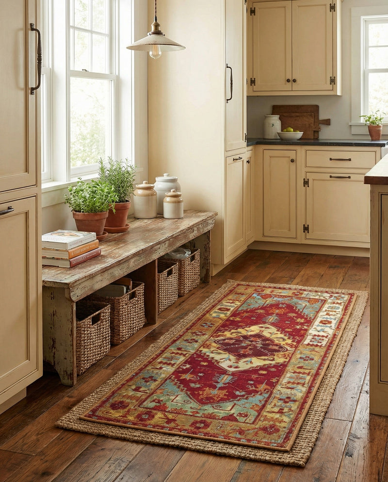 Patio Heritage Collection Area Rug -  Arbor Runner Red Green Blue  lifestyle 77