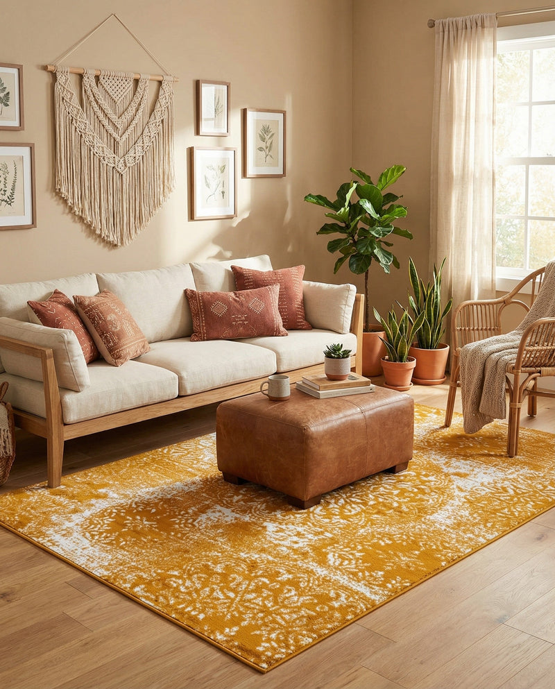 Riviera Elegance Collection Area Rug -  Monaco (Yellow) Rectangle Yellow  lifestyle 11