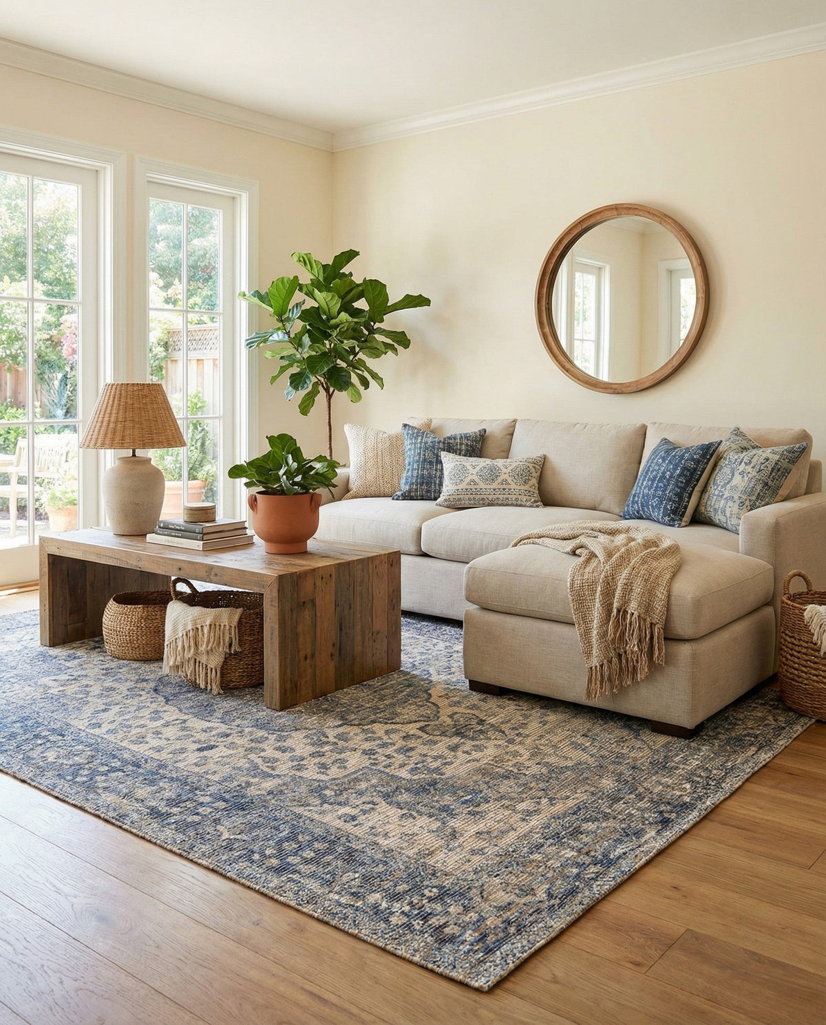 Savannah Threads Collection Area Rug - Charleston Rectangle Blue  lifestyle 22