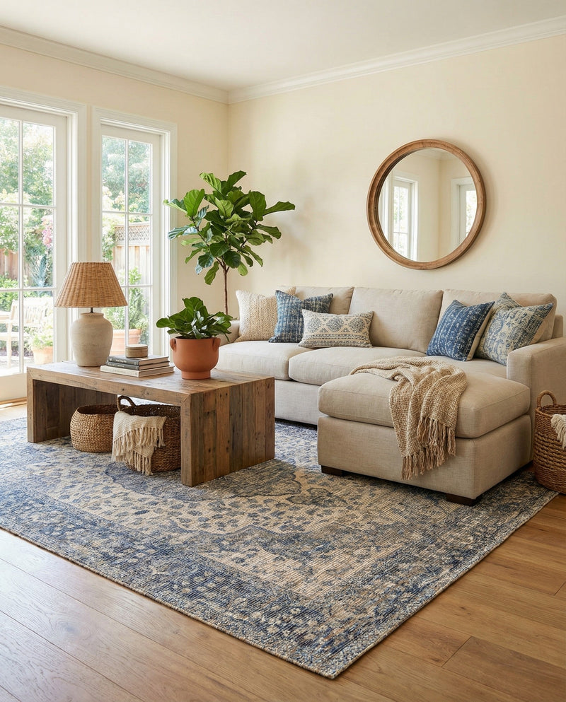 Savannah Threads Collection Area Rug - Charleston Rectangle Blue  lifestyle 22