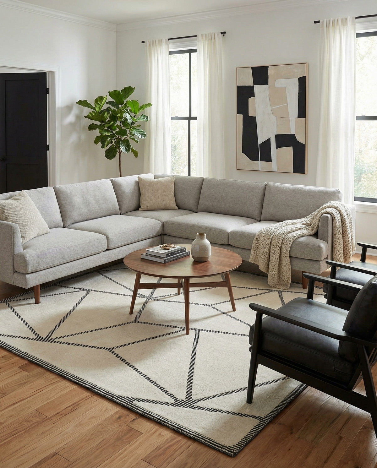 Monochrome Collection Area Rug -  Onyx Square Ivory White  lifestyle 108