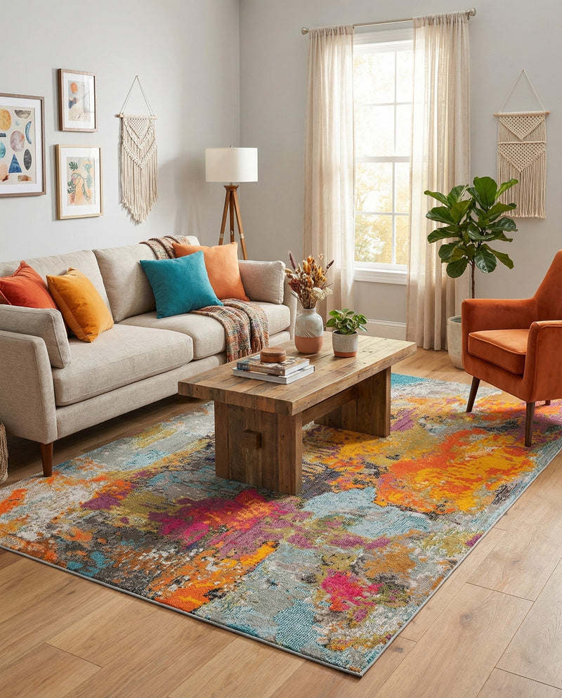 Colorburst Oasis Collection Area Rug -  Spectrum Rectangle Multi  lifestyle 11