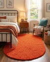 Plush Oasis Collection Area Rug - Serenity (Tiger Orange) Oval Tiger Orange  lifestyle 36