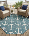 Seaside Haven Rugs Collection Area Rug - Sapphire (Teal) Octagon Teal  lifestyle 33