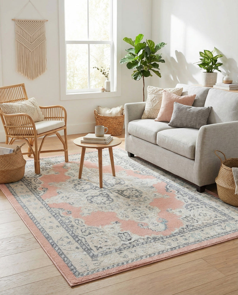 Beverly Grove Collection Area Rug -  Fairfax (Rose) Rectangle Rose  lifestyle 5