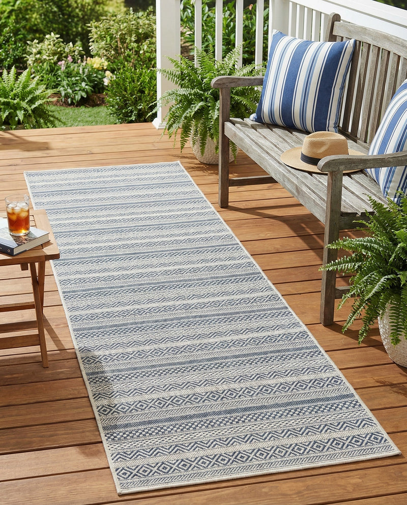 Seaside Stripes Collection Area Rug -  Boardwalk (Light Blue) Runner Light Blue  lifestyle 40