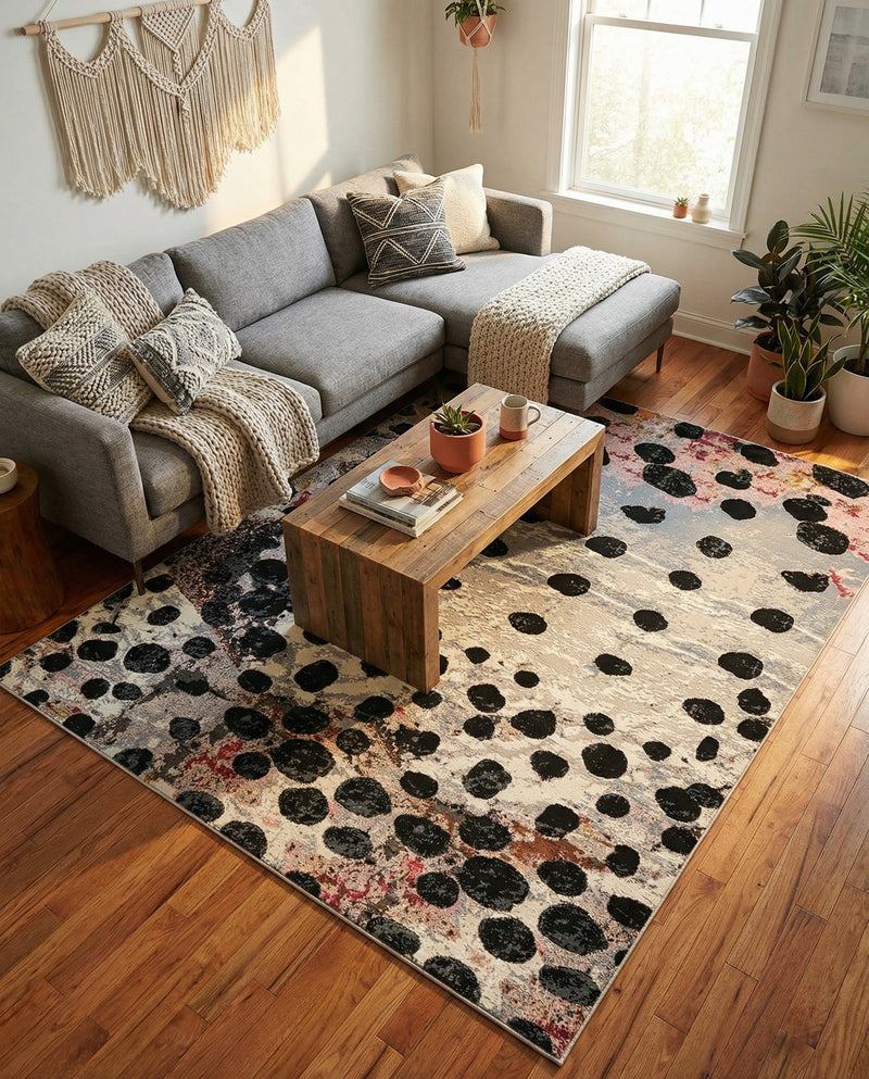 Urban Terrace Collection Area Rug -  Piazza Rectangle White and Black  lifestyle 19