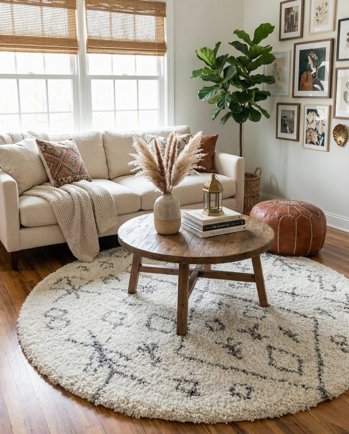 Casablanca Comfort Collection Area Rug - Sahara Round Pure Ivory  lifestyle 70