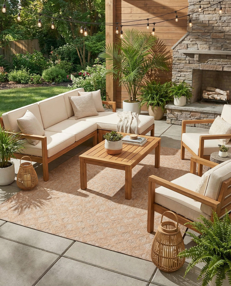 Garden Lattice Charm Collection Area Rug -  Pergola (Beige) Rectangle Beige  lifestyle 17