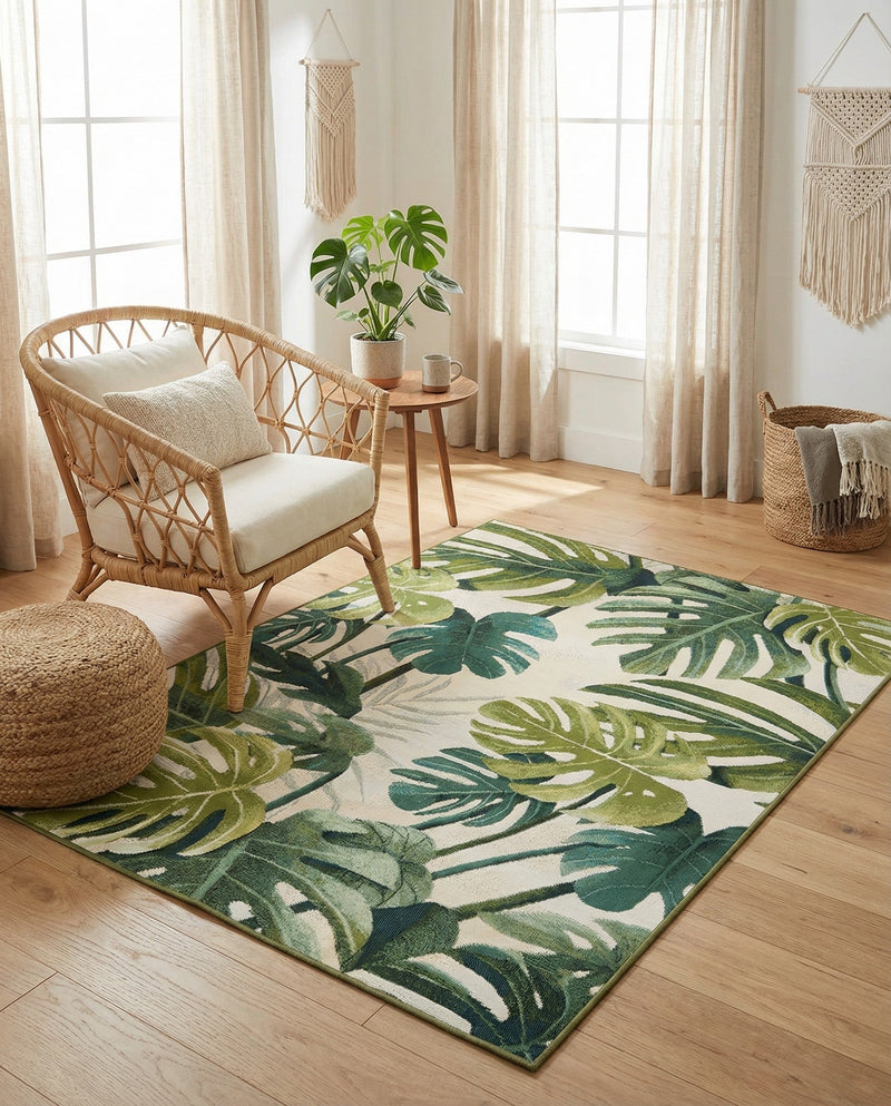Seaside Blooms Collection Area Rug -  Ivy Rectangle Green  lifestyle 15