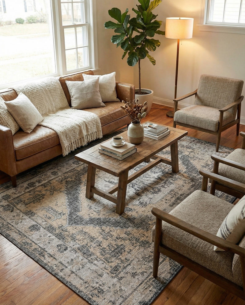 Patio Heritage Collection Area Rug -  Augusta (Charcoal) Rectangle Charcoal  lifestyle 8