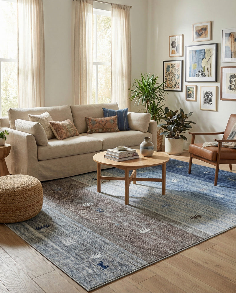Zagros Shades Collection Area Rug -  Sisakht Rectangle Blue Gray  lifestyle 3