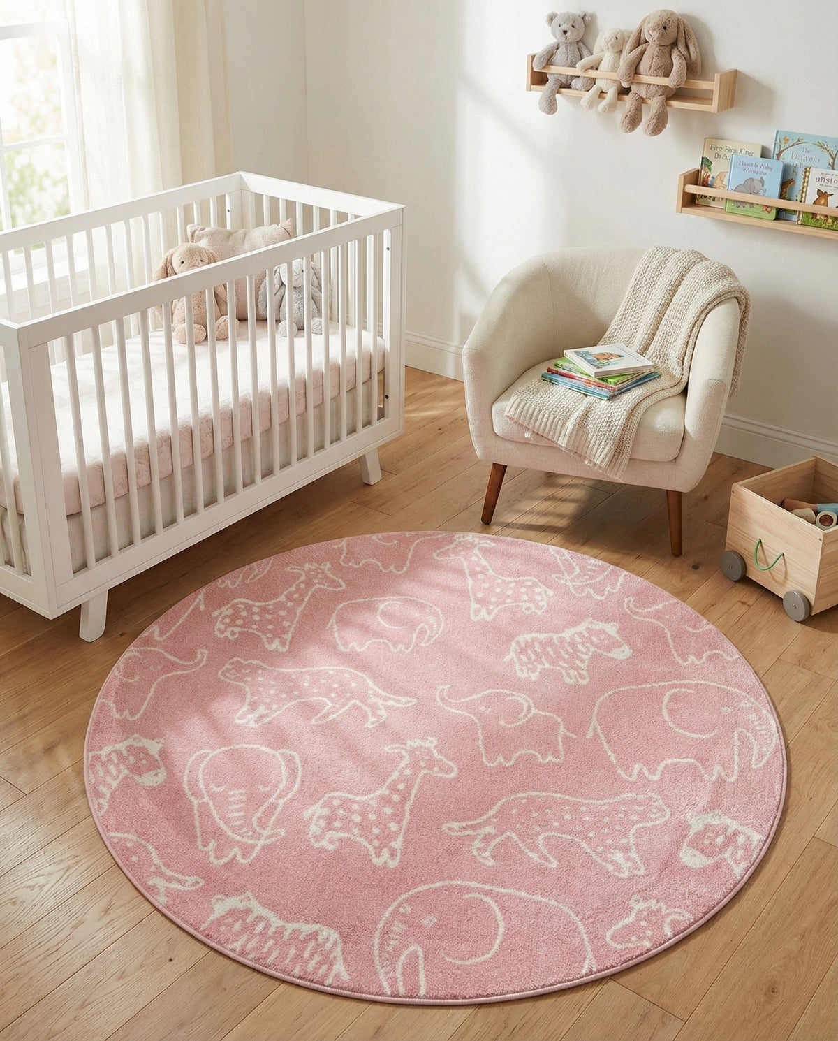Wonder Tykes Collection Area Rug -  Spectrum Round Pink  lifestyle 157