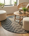 Savannah Pergola Collection Area Rug -  Pavilion (Charcoal) Round Charcoal  lifestyle 46