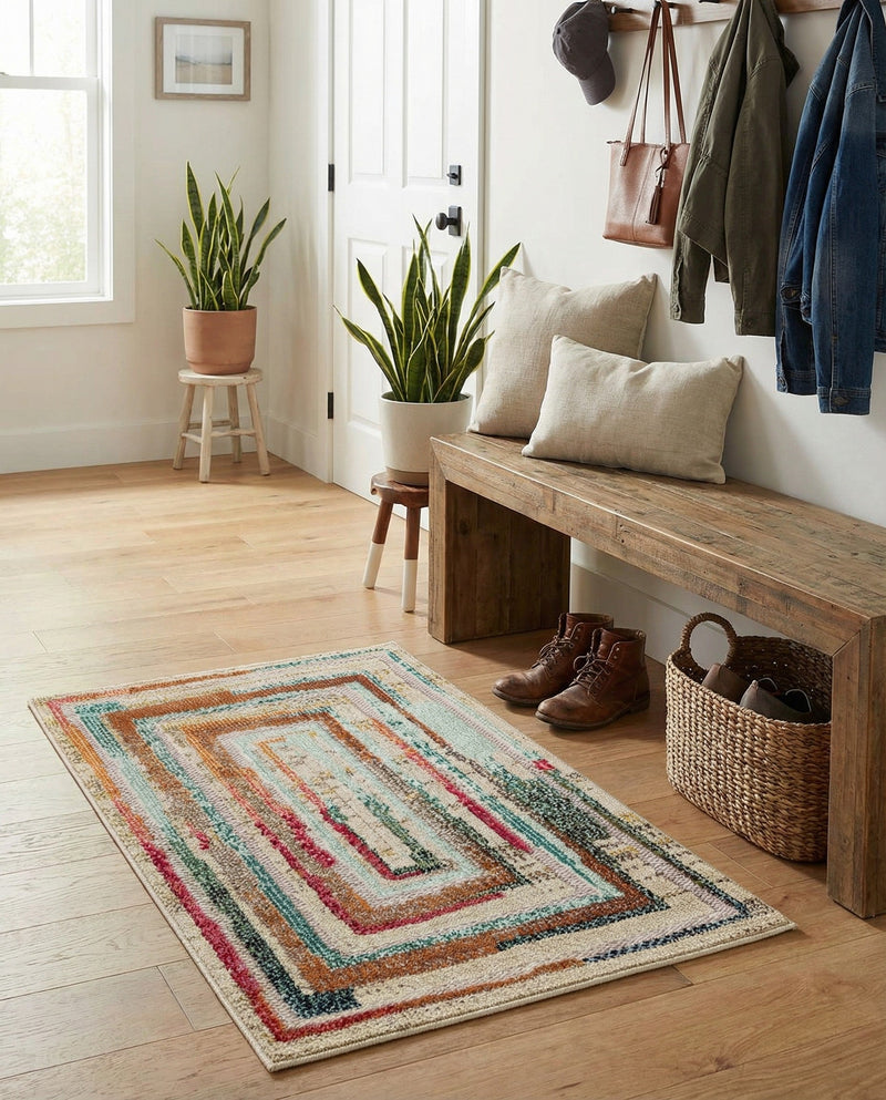 Outdoor Marrakesh Collection Area Rug -  Ouarzazate Rectangle Multi Beige  lifestyle 16