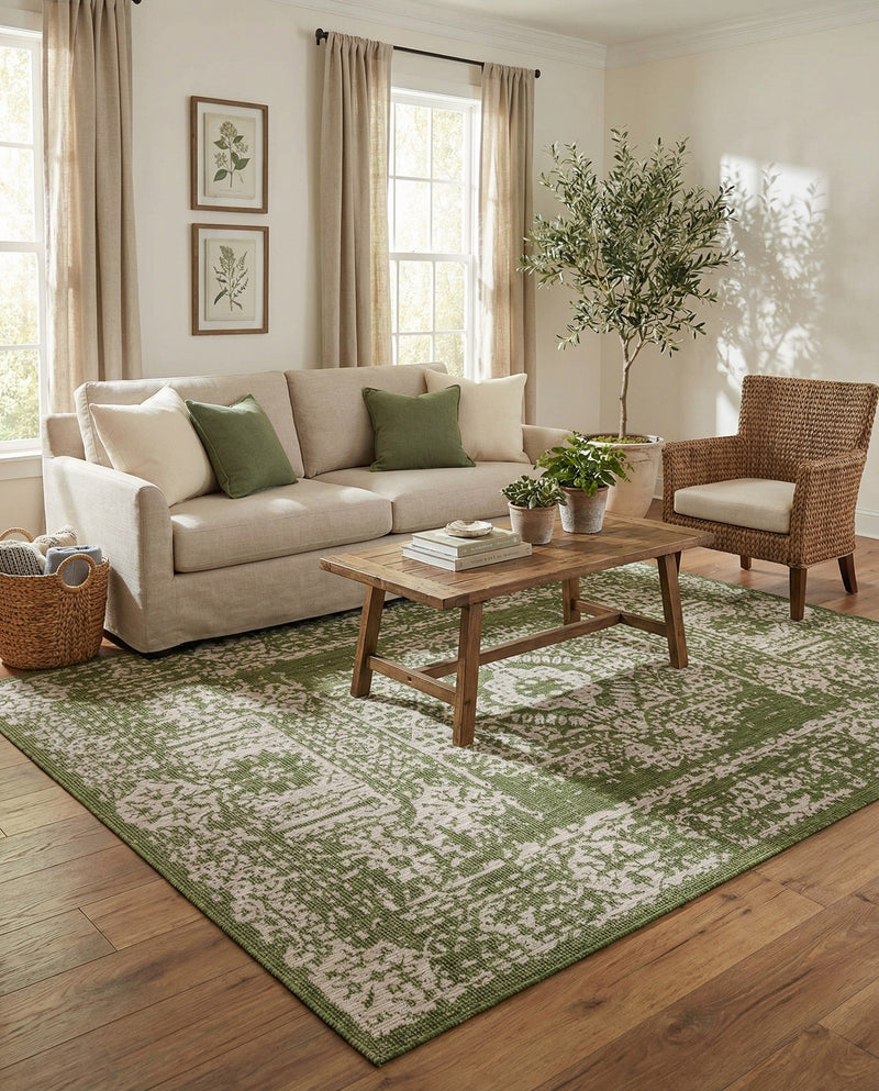 Patio Heritage Collection Area Rug - Savannah (Green) Rectangle Green  lifestyle 7