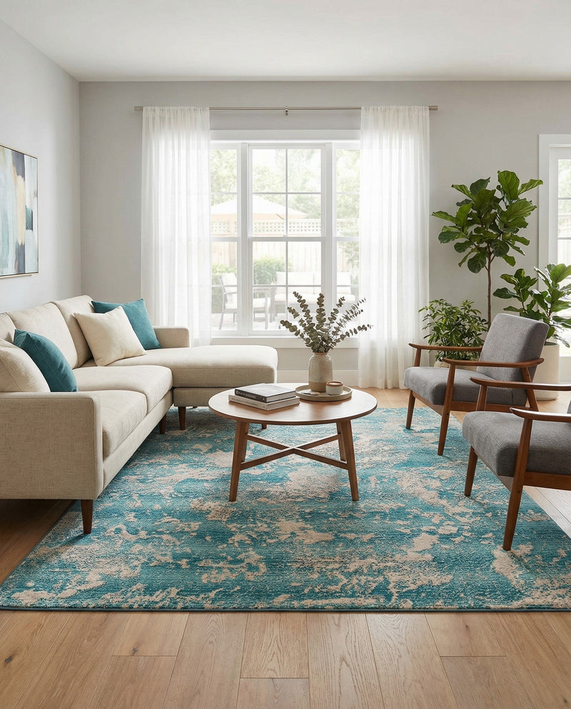 Urban Terrace Collection Area Rug -  Gazebo Rectangle Aqua Blue  lifestyle 12