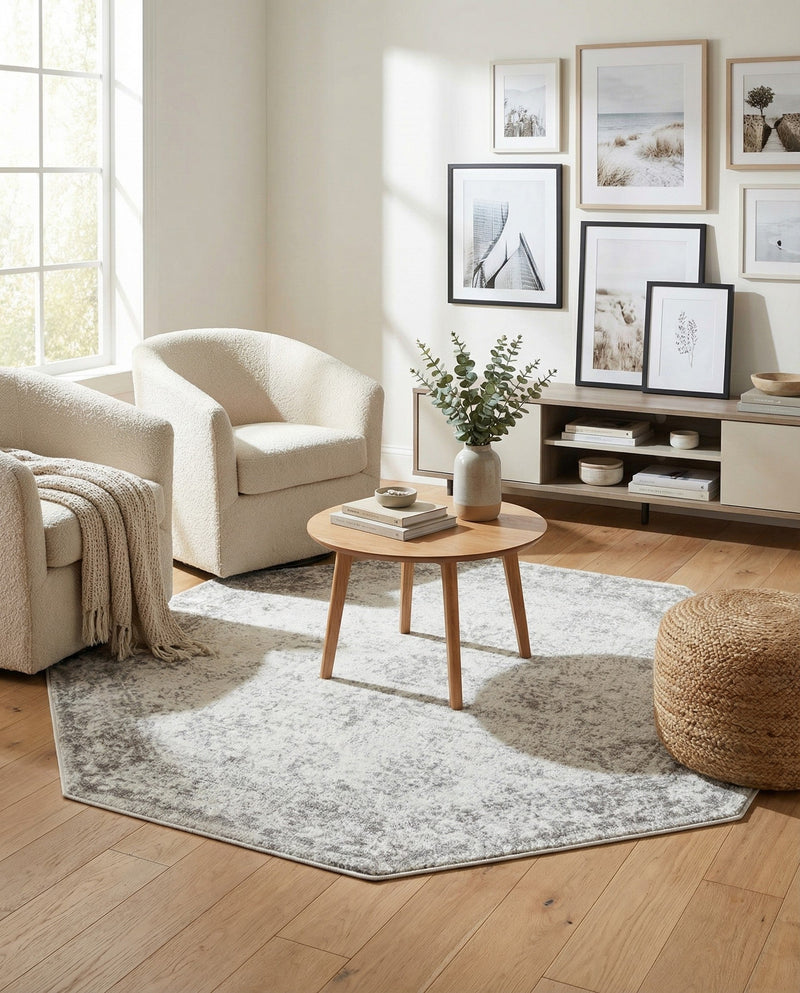 Riviera Elegance Collection Area Rug - Antibes (Gray) Octagon Gray  lifestyle 56