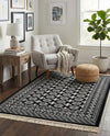 Samarkand Elegance Collection Area Rug -  Margilan (Black and White) Rectangle Black and White  lifestyle 16