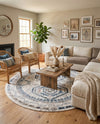 Savannah Elegance Collection Area Rug -  Tybee (Gray Blue) Round Gray Blue  lifestyle 39